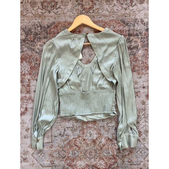 By Athropologie Blouson Sleeve Blouse Top Womens Size XXS NWT - Picture 9 of 10